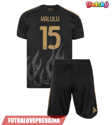 Lacne Dětský Futbalové dres Juventus Pierre Kalulu #15 2026-27 Krátky Rukáv - Tretina (+ trenírky)